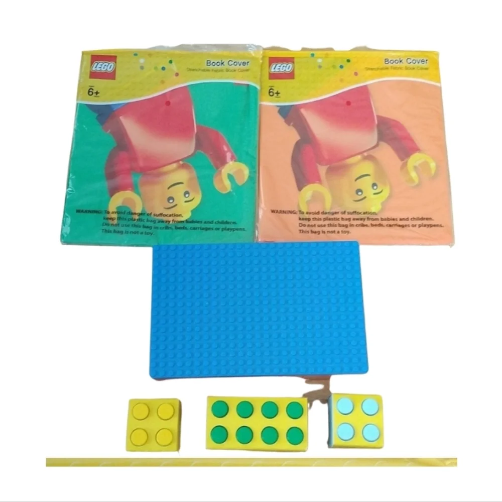 Lego + Make it Blocks Desk Mini Storage Boxes and Book Covers, 6 pc Set